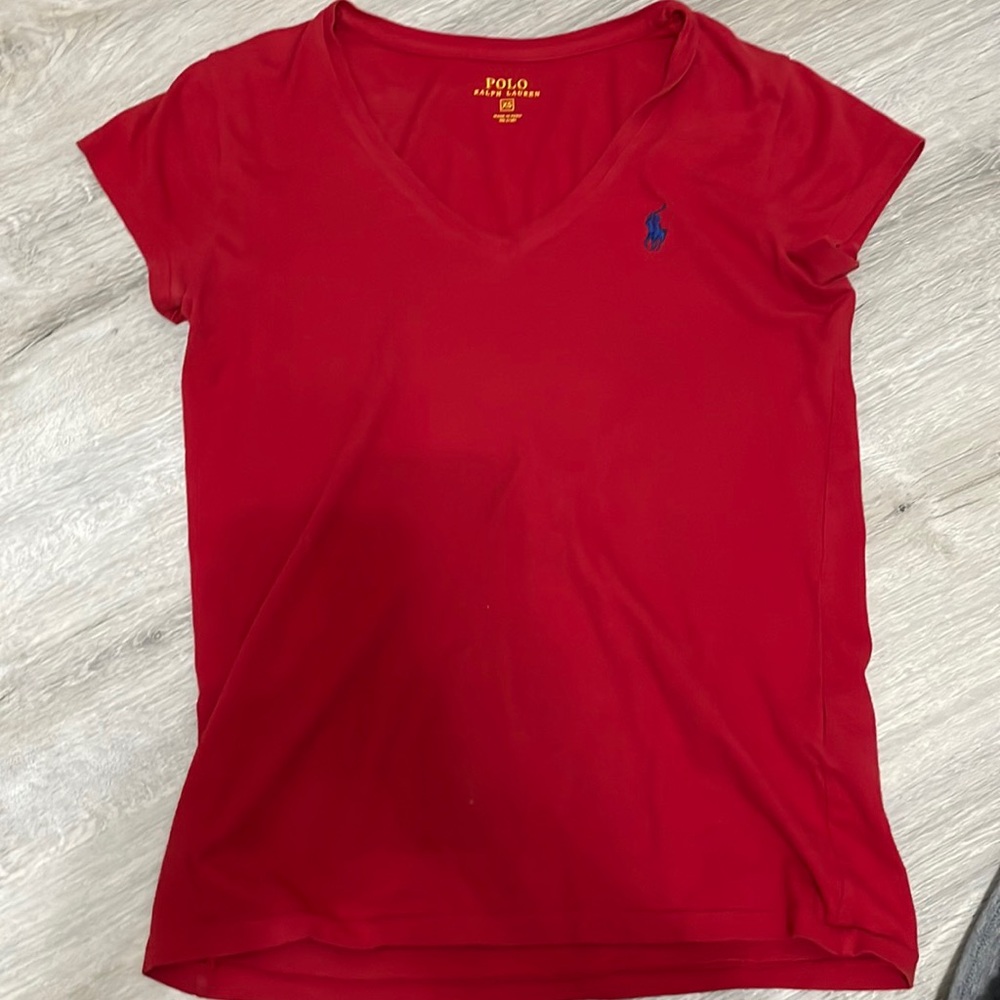 Red Polo v-neck Top